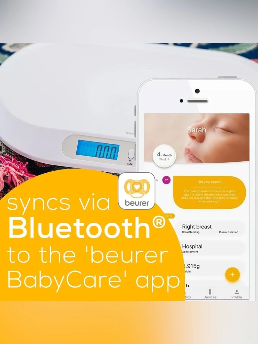 Beurer BY90 Digital Baby & Pet Scale with Bluetooth